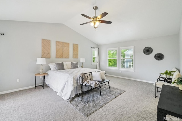 17020 E 107th Ave, Commerce City, CO 80022 - carpeted bedroom featuring vaulted ceiling and a ceiling fan