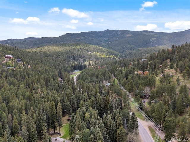 28272 Shadow Mountain Dr, Conifer, CO 80433 - aerial view of property's location featuring a heavily wooded area and a mountainous background