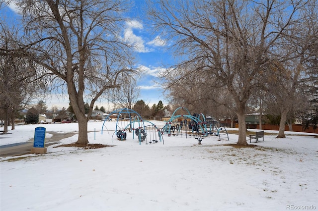 16933 E Bethany Pl, Aurora, CO 80013 - yard layered in snow featuring playground community