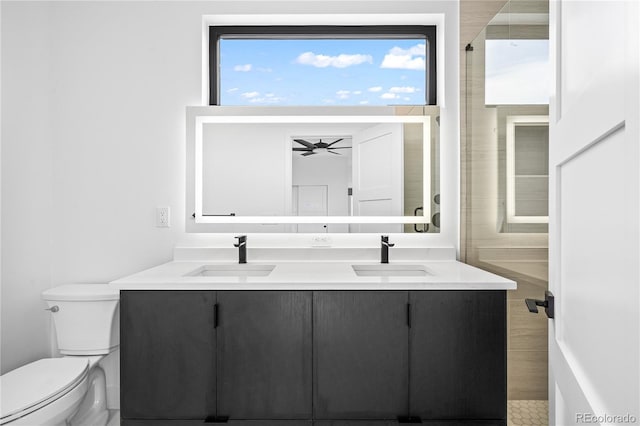 bathroom featuring double vanity, a sink, and a healthy amount of sunlight