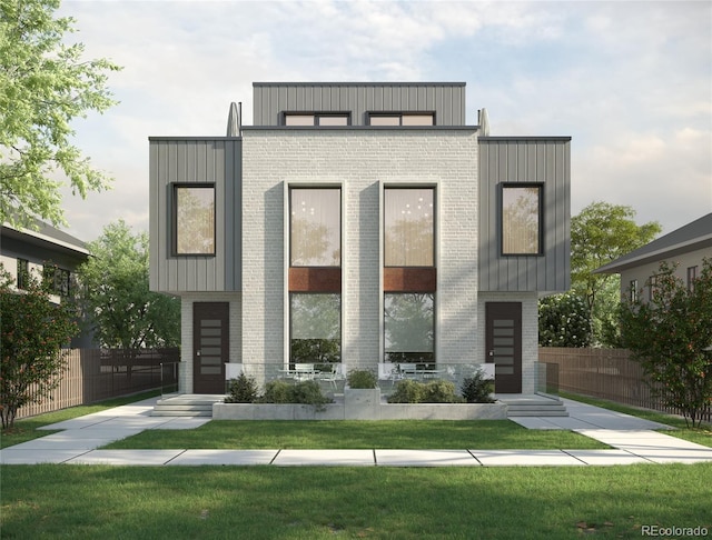 451 Harrison St, Denver, CO 80206 - contemporary home featuring brick siding and board and batten siding