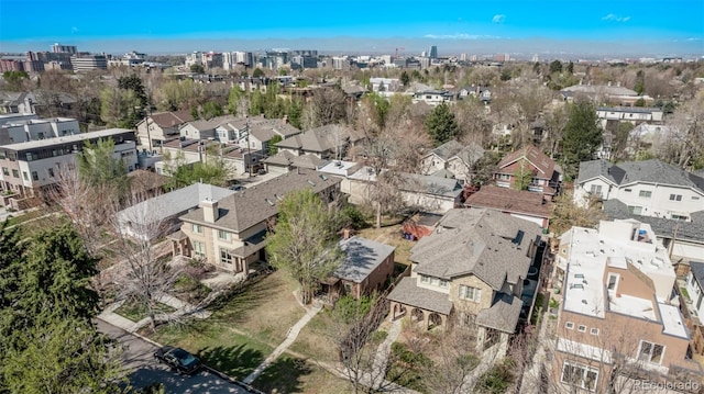 451 Harrison St, Denver, CO 80206 - aerial view of property and surrounding area with nearby suburban area
