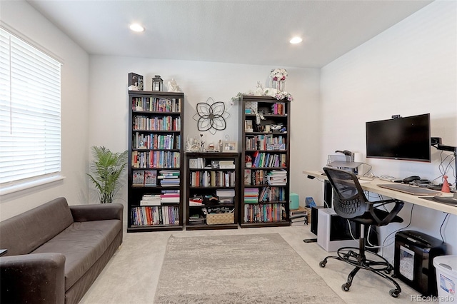 9835 Uravan St, Commerce City, CO 80022 - home office with recessed lighting and carpet