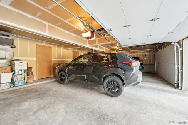 garage with a garage door opener