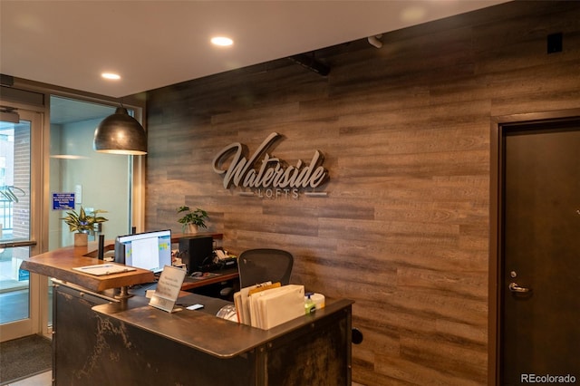 1401 Wewatta St Unit 808, Denver, CO 80202 - office area with wood walls and recessed lighting