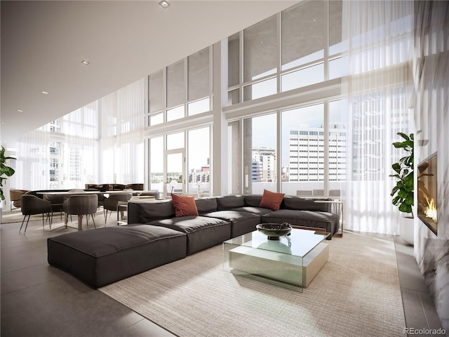525 18th St Unit 1210, Denver, CO 80202 - living area with a high ceiling and a city view