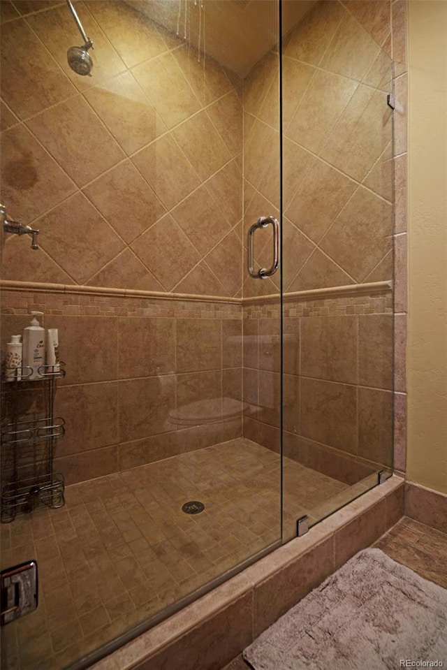 full bathroom featuring a stall shower