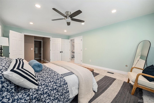 10247 W Roxbury Pl, Littleton, CO 80127 - bedroom featuring recessed lighting, baseboards, and ceiling fan