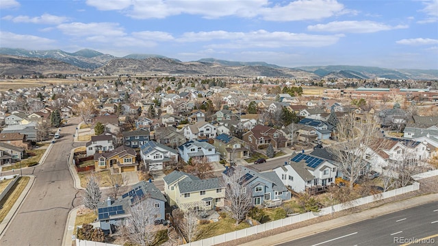 birds eye view of property featuring a residential view and a mountain view