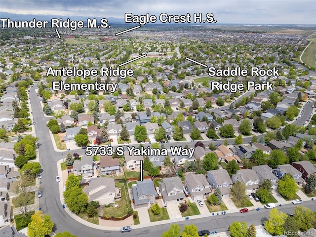 5733 S Yakima Way, Aurora, CO 80015 - aerial view of property's location featuring nearby suburban area