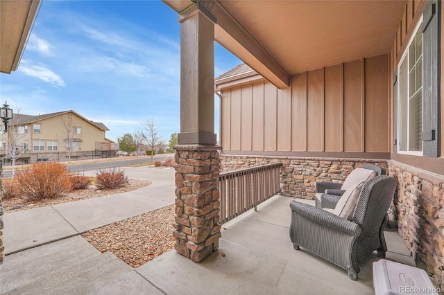 view of patio featuring a porch