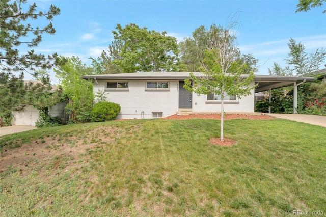 8280 Auburn Ln, Westminster, CO 80031 - ranch-style home with driveway, a carport, and a front yard