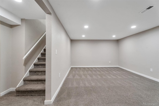8280 Auburn Ln, Westminster, CO 80031 - finished below grade area with carpet flooring, recessed lighting, and stairway