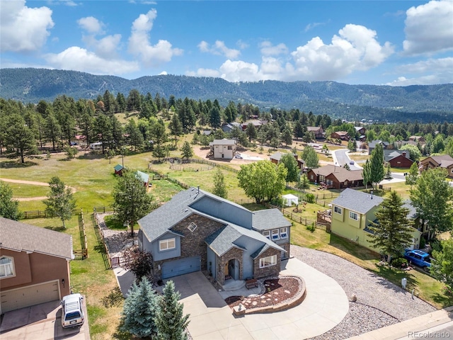 drone / aerial view with a mountain view