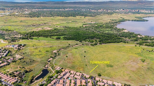 4603 S Abilene Cir, Aurora, CO 80015 - aerial overview of property's location with a water and mountain view