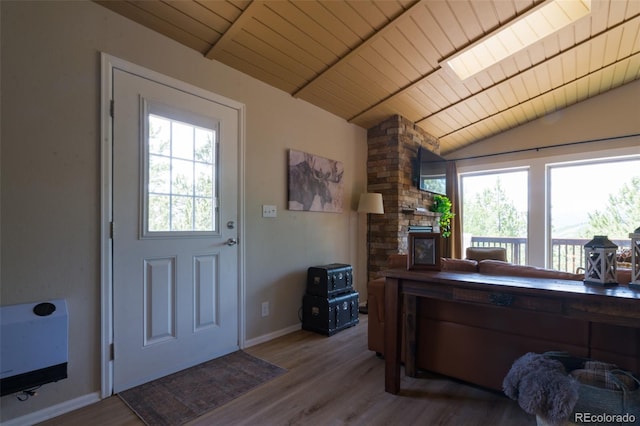 1040 Sheep Ridge Rd, Fairplay, CO 80440 - office with vaulted ceiling, wood finished floors, and wooden ceiling
