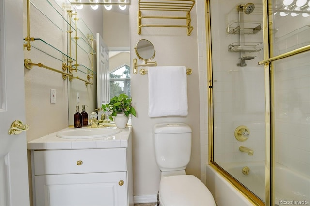 490 Jackson St, Denver, CO 80206 - bathroom with toilet, vanity, and enclosed tub / shower combo
