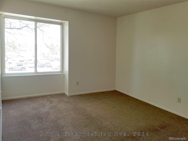 carpeted empty room with plenty of natural light and a textured ceiling