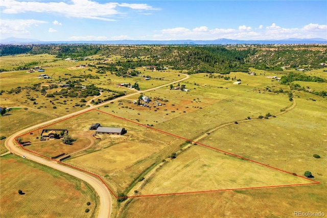 aerial view featuring a rural view