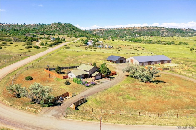 aerial view with a rural view