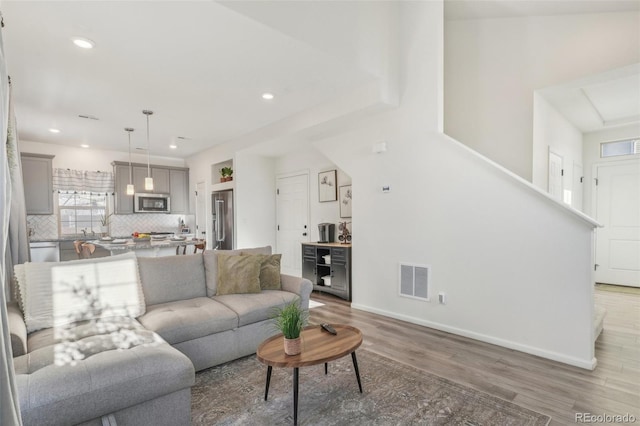 living room featuring hardwood / wood-style flooring