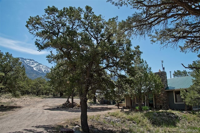 view of yard with a mountain view