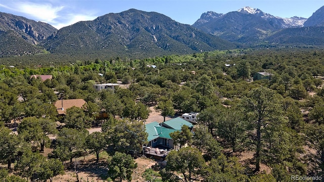 bird's eye view with a mountain view