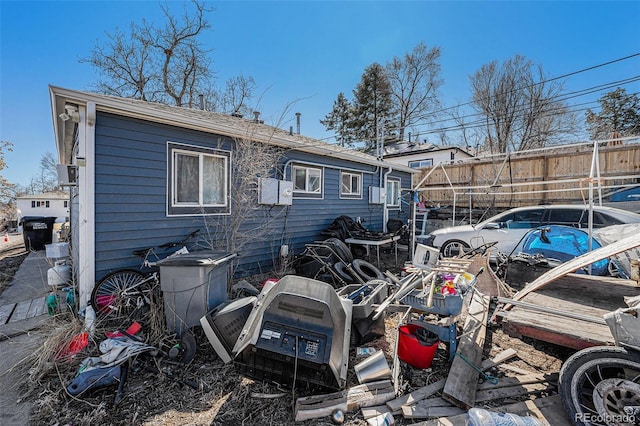 back of property with fence