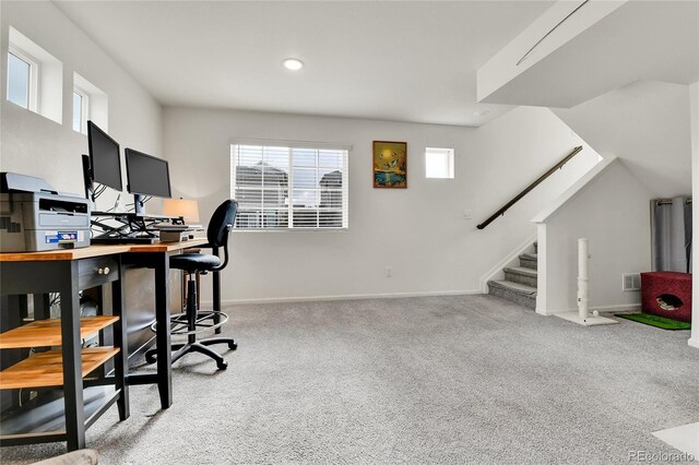 240 S Oak Hill St, Aurora, CO 80018 - office featuring light colored carpet, baseboards, and recessed lighting