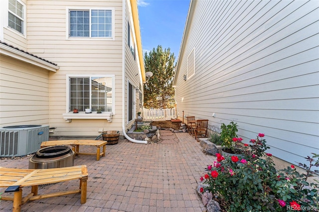 view of patio featuring central air condition unit