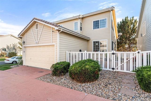 view of front of house with a garage