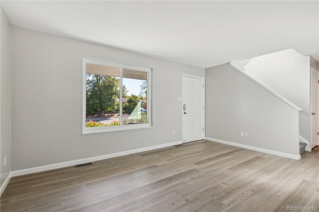 interior space with light hardwood / wood-style flooring