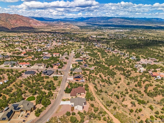 aerial view with a mountain view