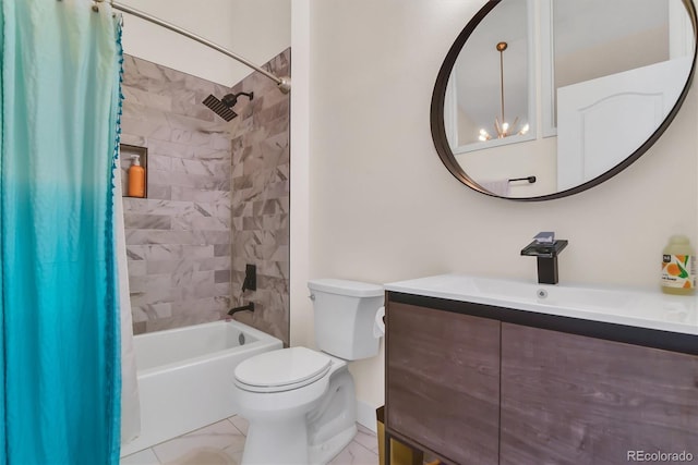8747 Mesquite Row, Lone Tree, CO 80124 - full bath with shower / bath combo with shower curtain, vanity, and marble finish flooring
