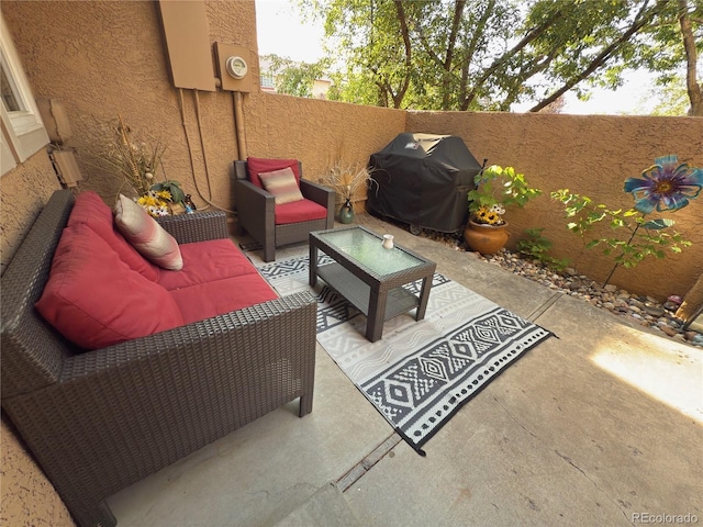 8747 Mesquite Row, Lone Tree, CO 80124 - fenced backyard with grilling area, an outdoor hangout area, and a patio