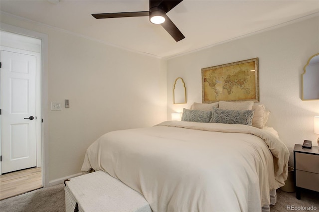 336 N Grant St Unit 206, Denver, CO 80203 - carpeted bedroom with baseboards, ornamental molding, and ceiling fan