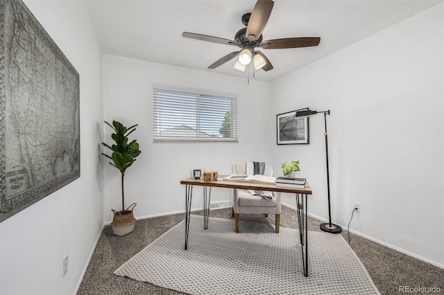 office with carpet and ceiling fan