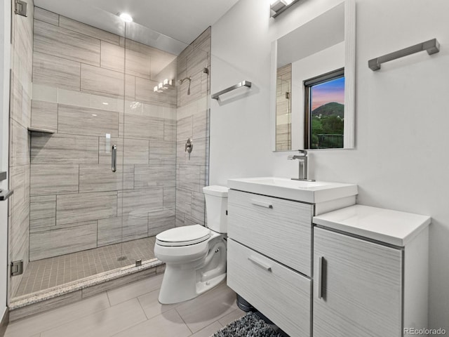 12947 Lazy Dog Ln, Littleton, CO 80127 - bathroom featuring vanity, a stall shower, and tile patterned floors