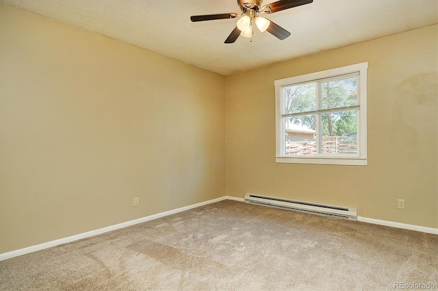 620 James Pl, Buena Vista, CO 81211 - carpeted spare room featuring a baseboard radiator and a ceiling fan