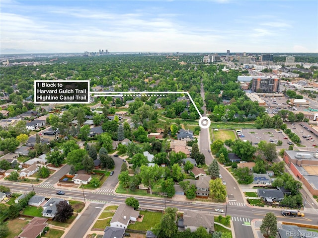 2680 S Garfield Cir, Denver, CO 80210 - view of urban area featuring property boundaries highlighted