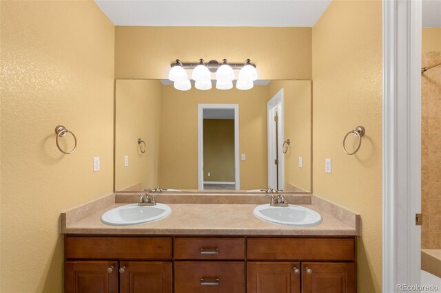 bathroom with double vanity