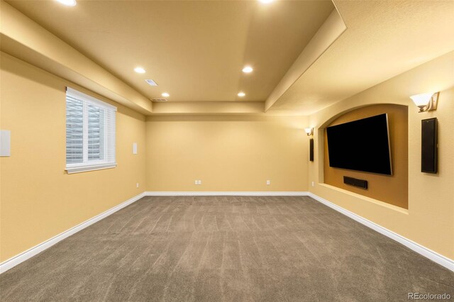 additional living space featuring recessed lighting, carpet, and baseboards