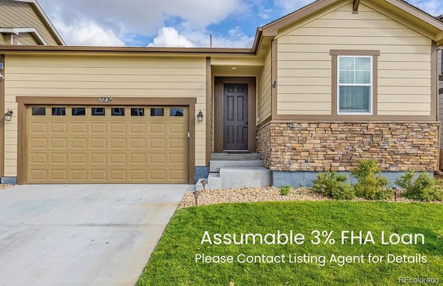 9804 Truckee St, Commerce City, CO 80022 - view of front facade featuring a front lawn and a garage