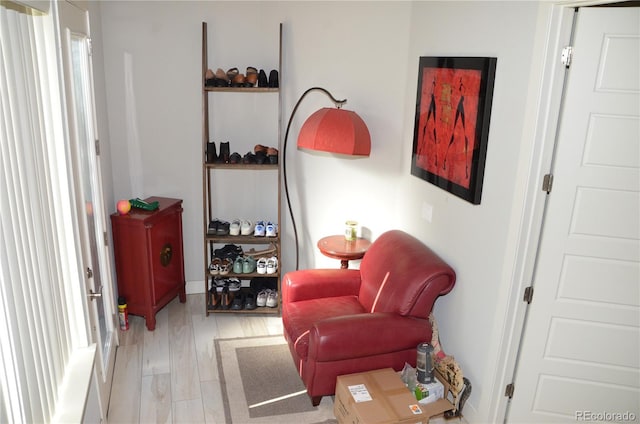 living area with light wood-type flooring