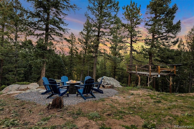 11348 Ranch Elsie Rd, Golden, CO 80403 - view of yard with an outdoor fire pit