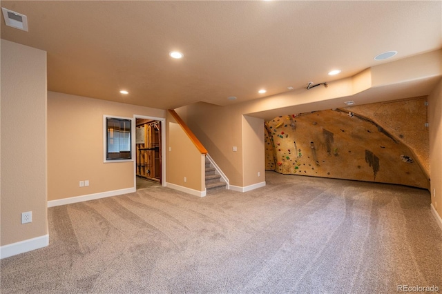 interior space featuring carpet flooring