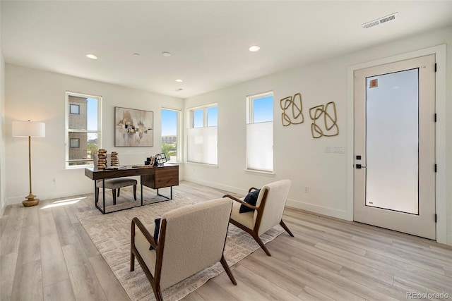 office featuring light hardwood / wood-style flooring