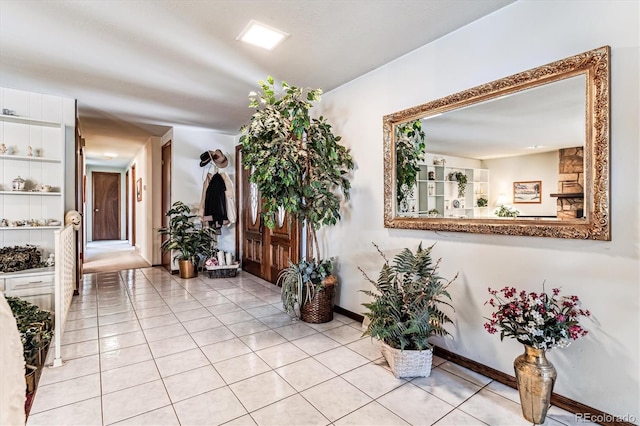 interior space featuring light tile patterned floors