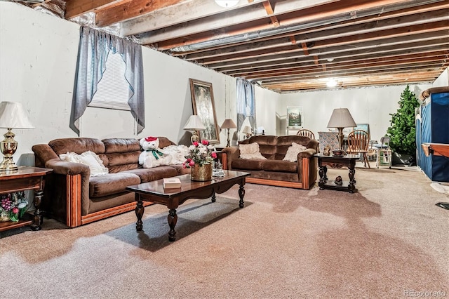 basement featuring carpet and a wealth of natural light