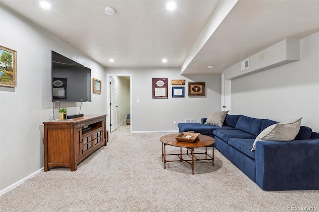 16662 W 61st Pl, Arvada, CO 80403 - living area with light colored carpet, recessed lighting, and baseboards